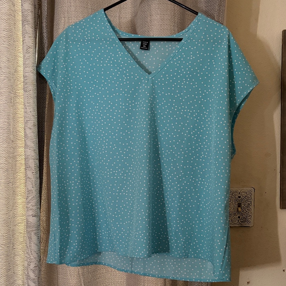 SHEIN Blue Polka Dot Blouse